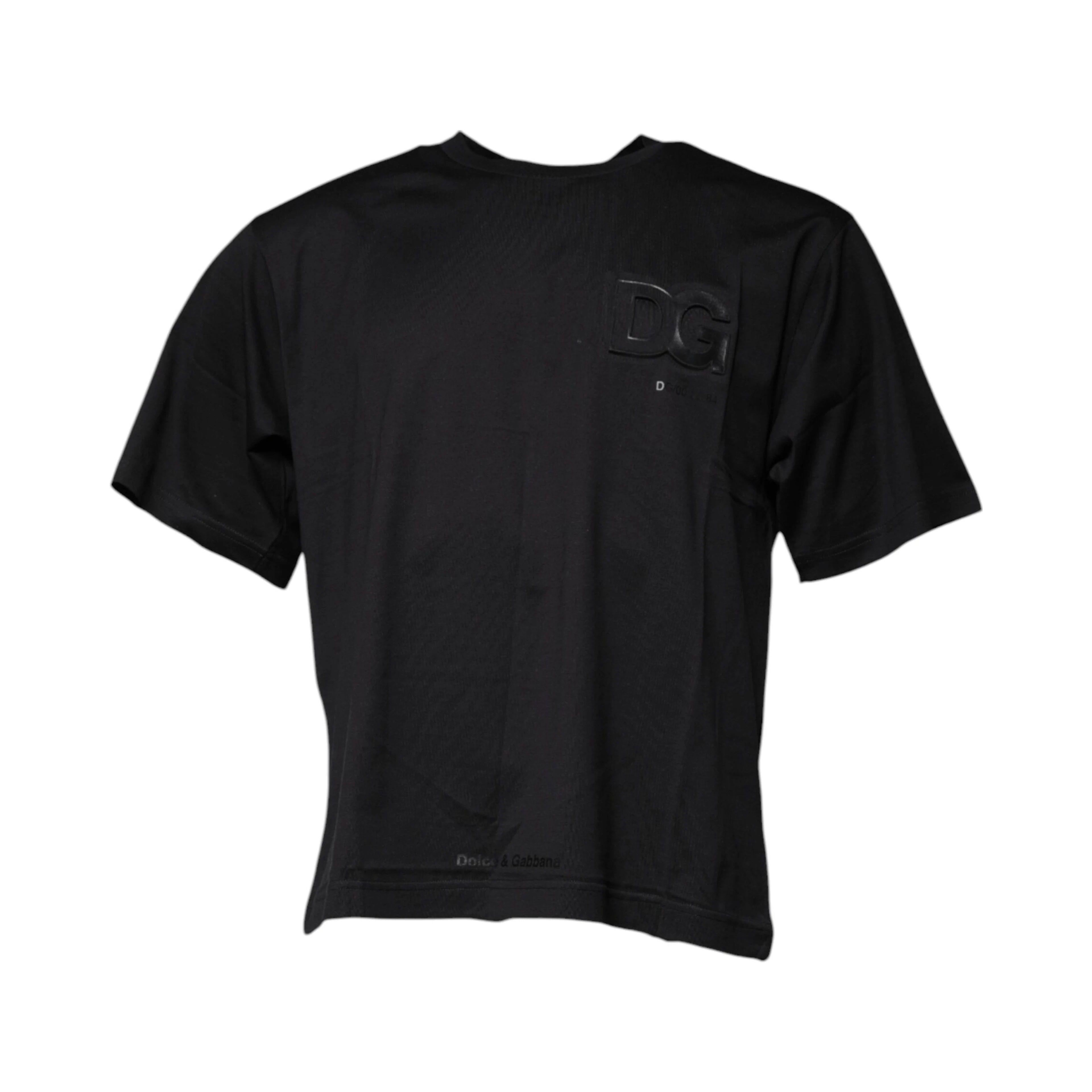 Black DG Logo Print Cotton Crew Neck T-shirt