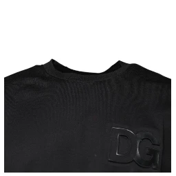 Black DG Logo Print Cotton Crew Neck T-shirt
