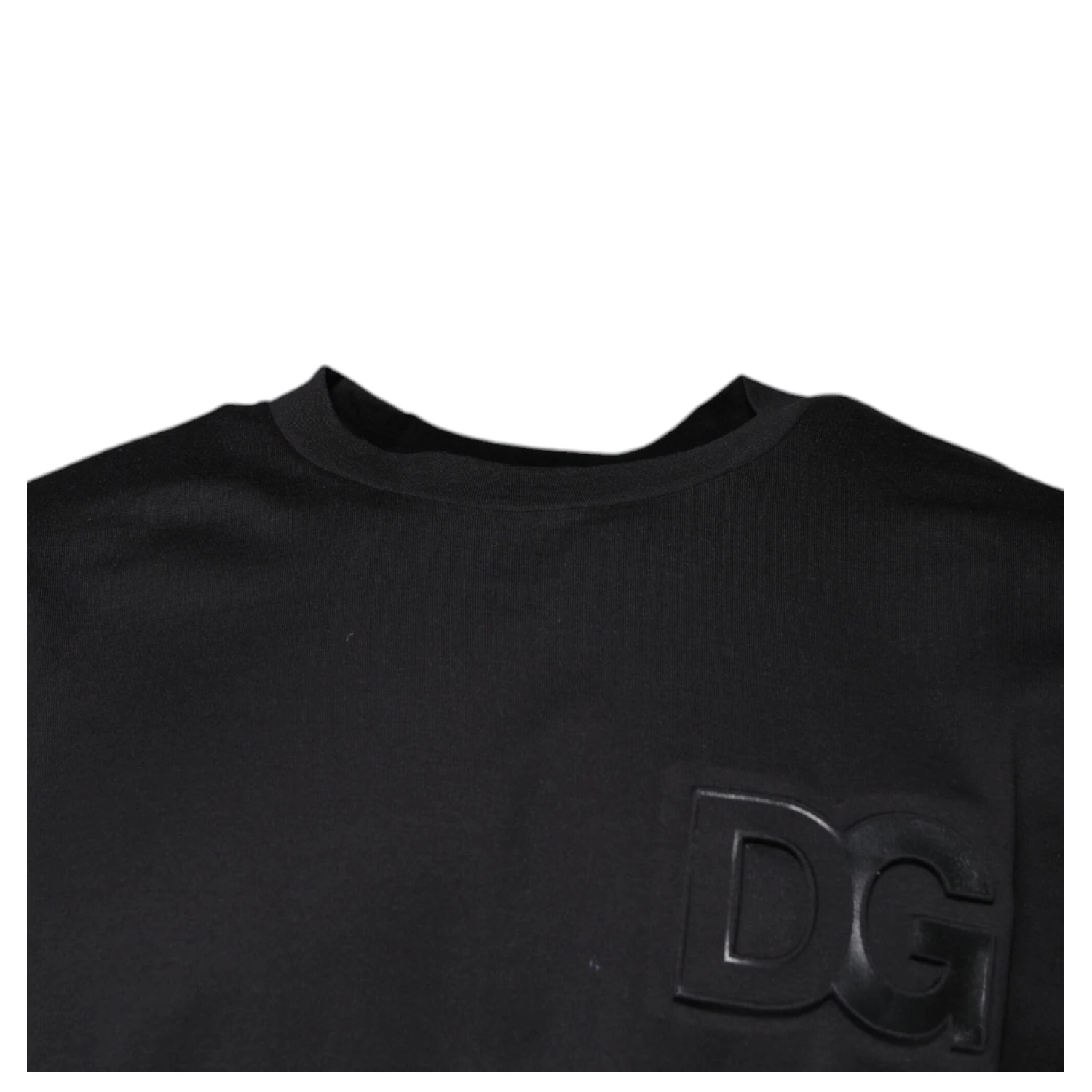 Black DG Logo Print Cotton Crew Neck T-shirt
