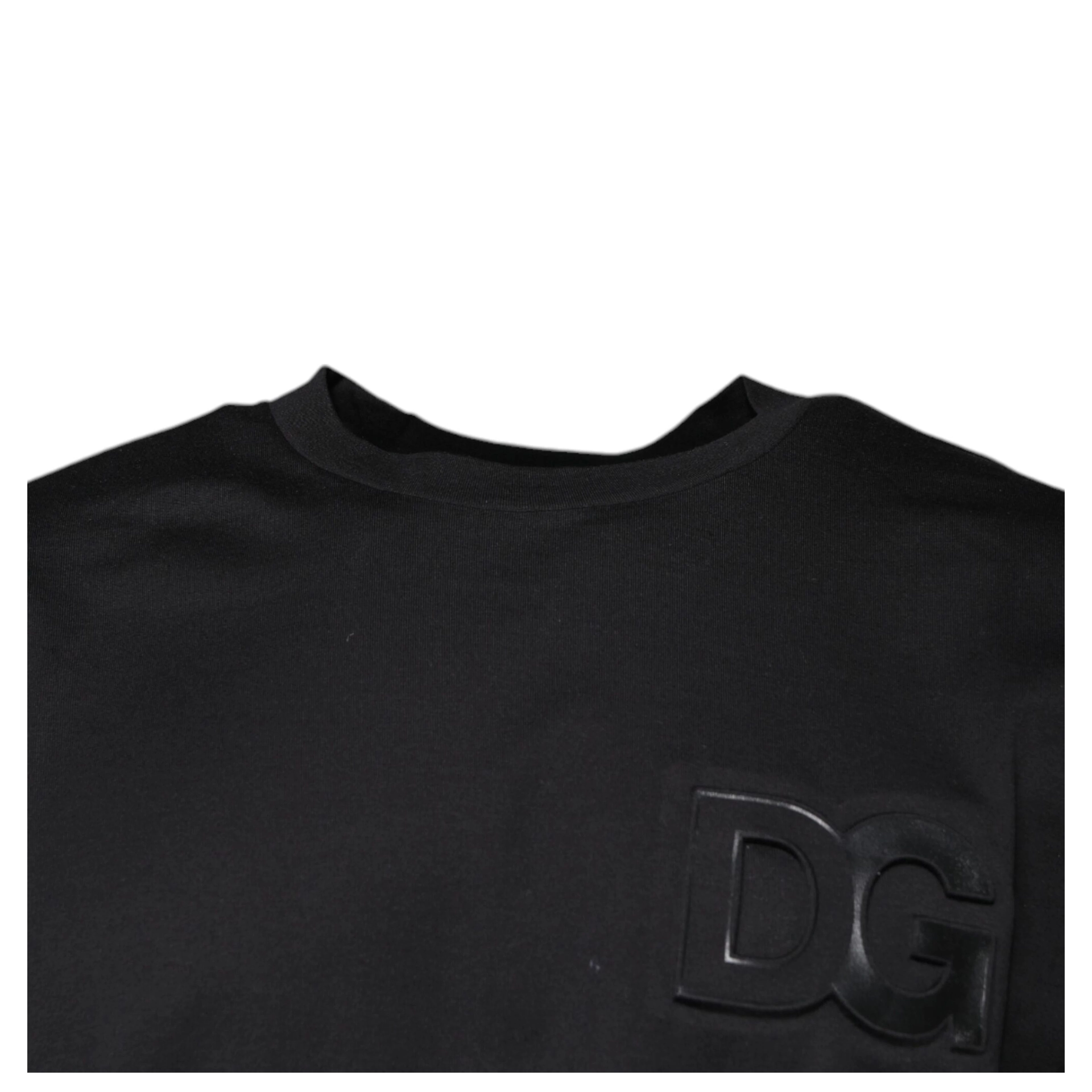 Black DG Logo Print Cotton Crew Neck T-shirt