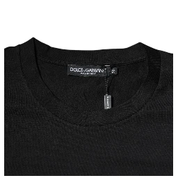 Black DG Logo Print Cotton Crew Neck T-shirt