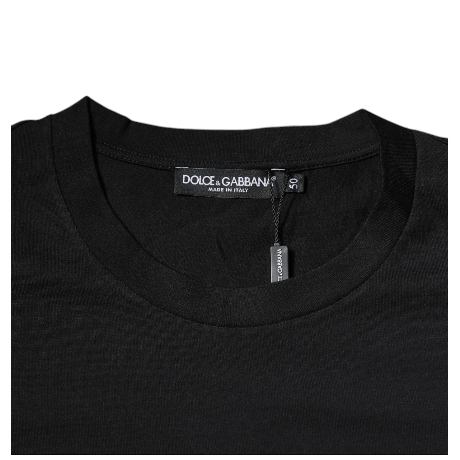 Black DG Logo Print Cotton Crew Neck T-shirt