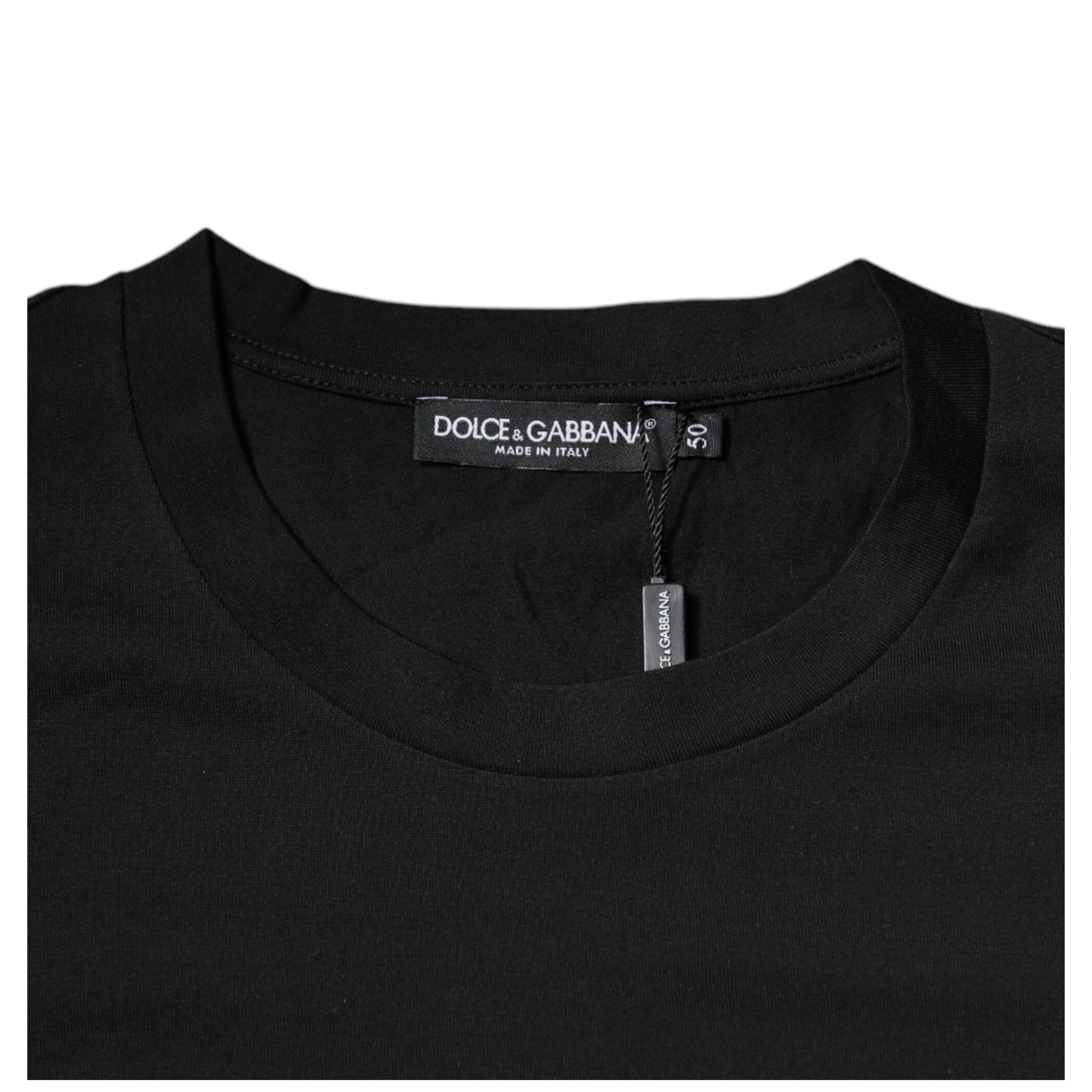 Black DG Logo Print Cotton Crew Neck T-shirt