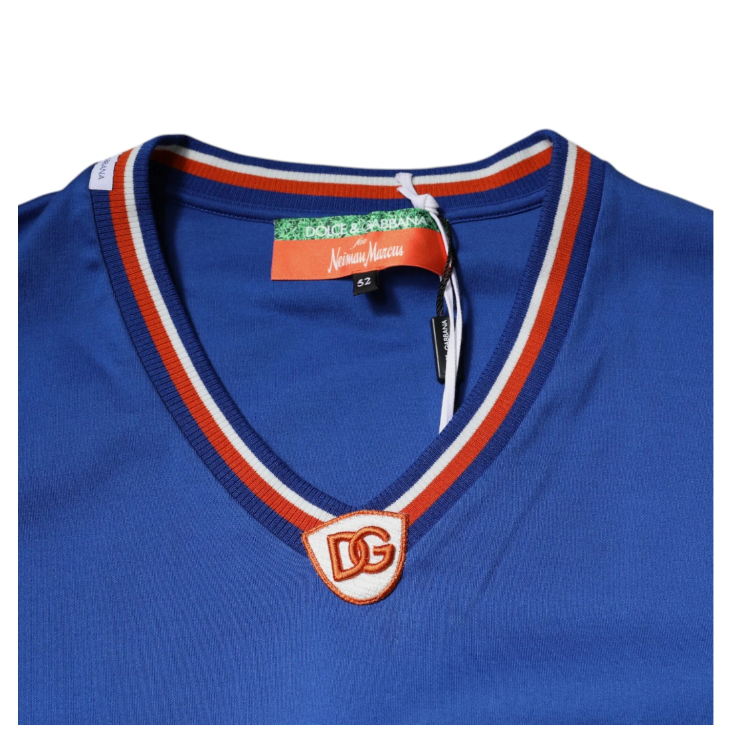 Blue Logo V-neck Short Sleeve T-shirt