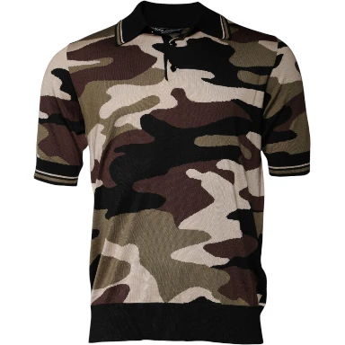 Multicolor Camouflage Collared Polo T-shirt