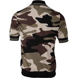 Multicolor Camouflage Collared Polo T-shirt