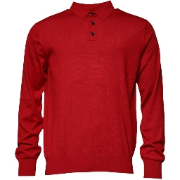 Red Cashmere Collared Pullover Sweater
