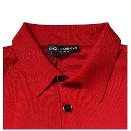 Red Cashmere Collared Pullover Sweater