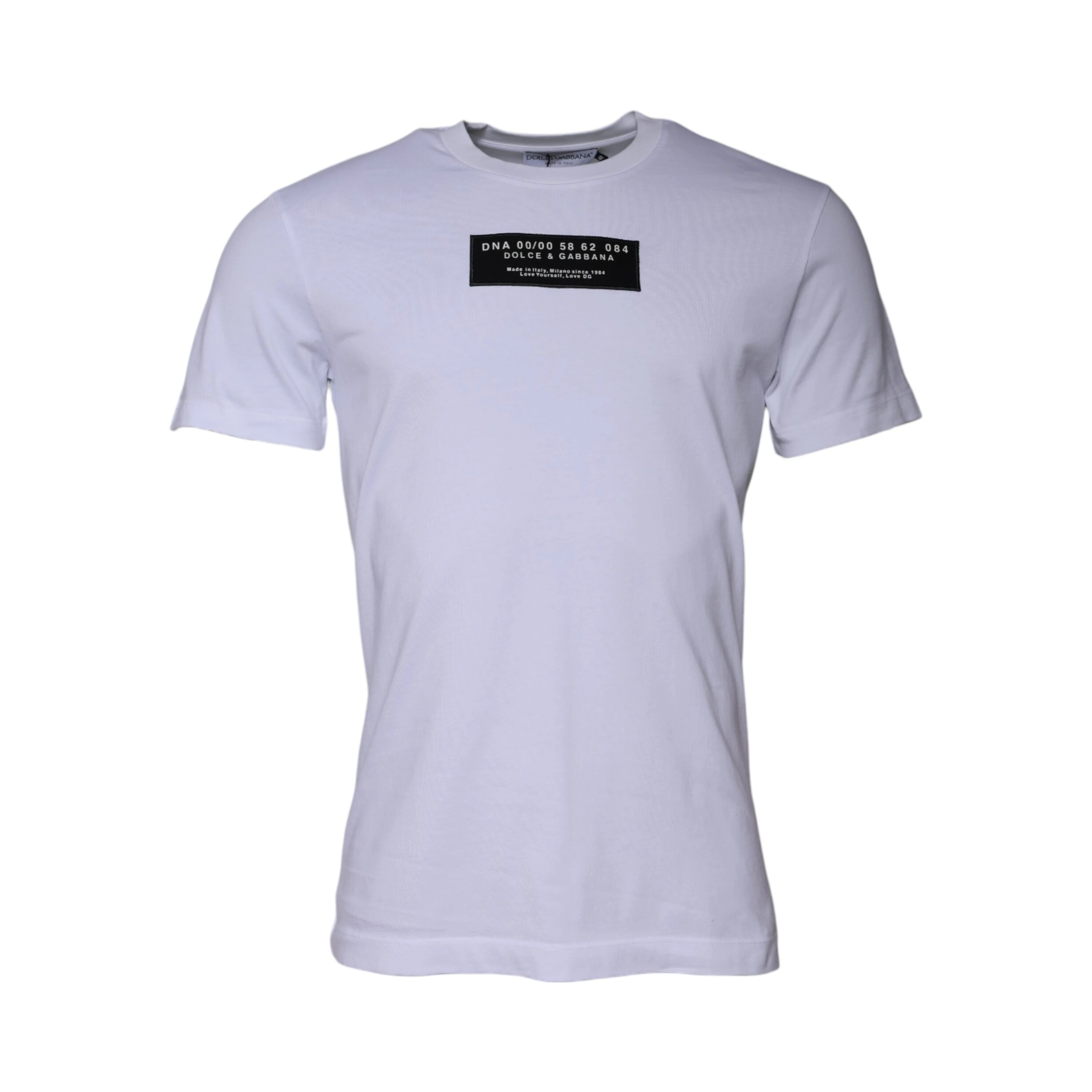 White Logo Print Cotton Crew Neck T-shirt