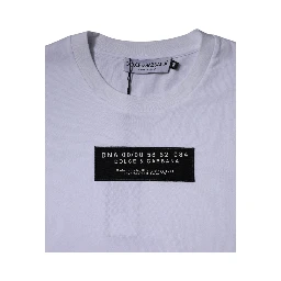 White Logo Print Cotton Crew Neck T-shirt