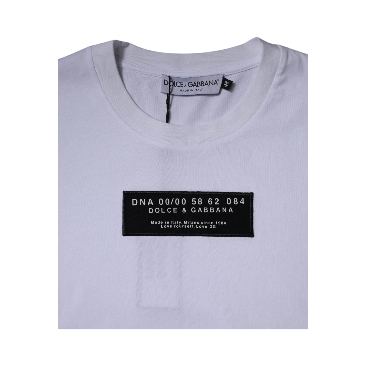 White Logo Print Cotton Crew Neck T-shirt