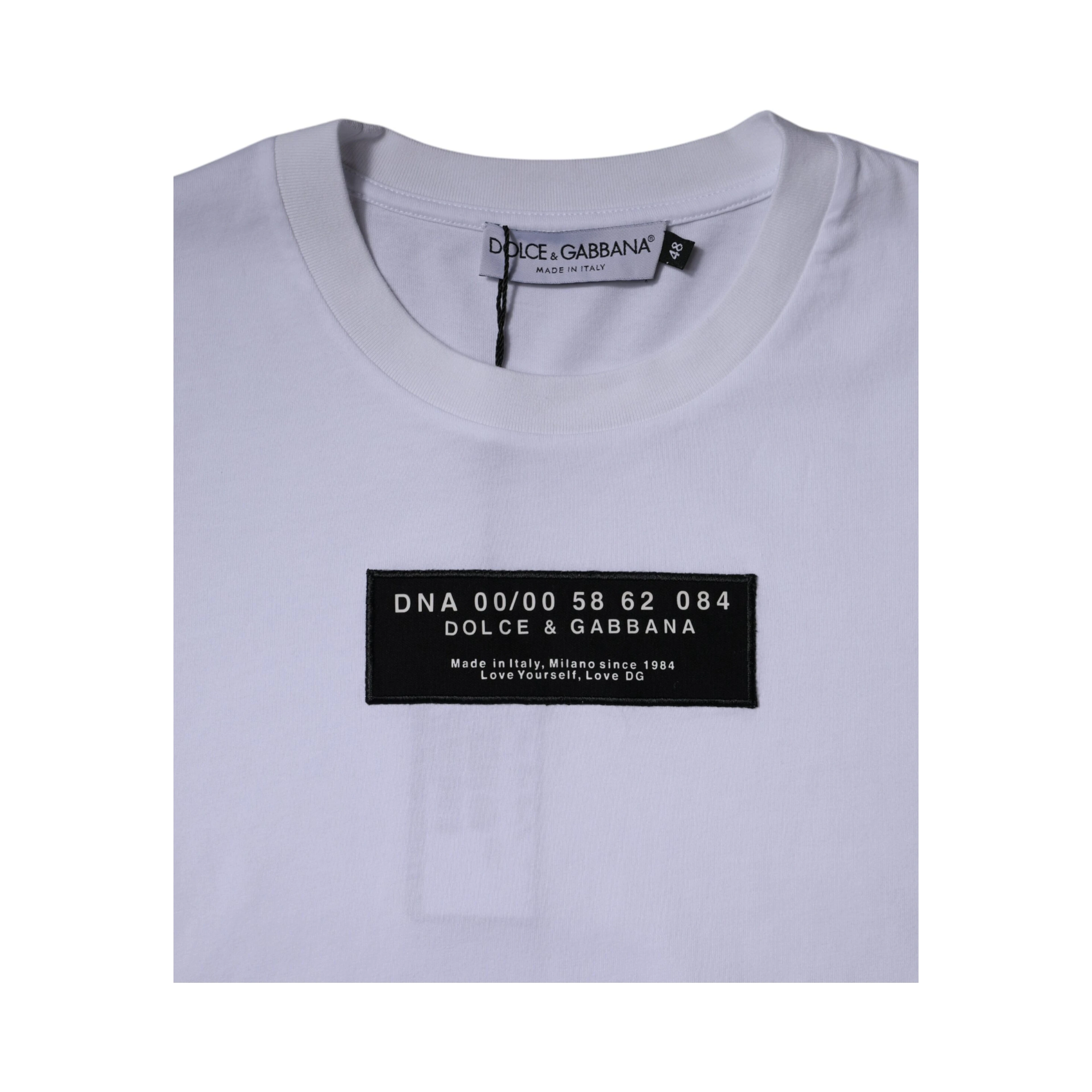 White Logo Print Cotton Crew Neck T-shirt