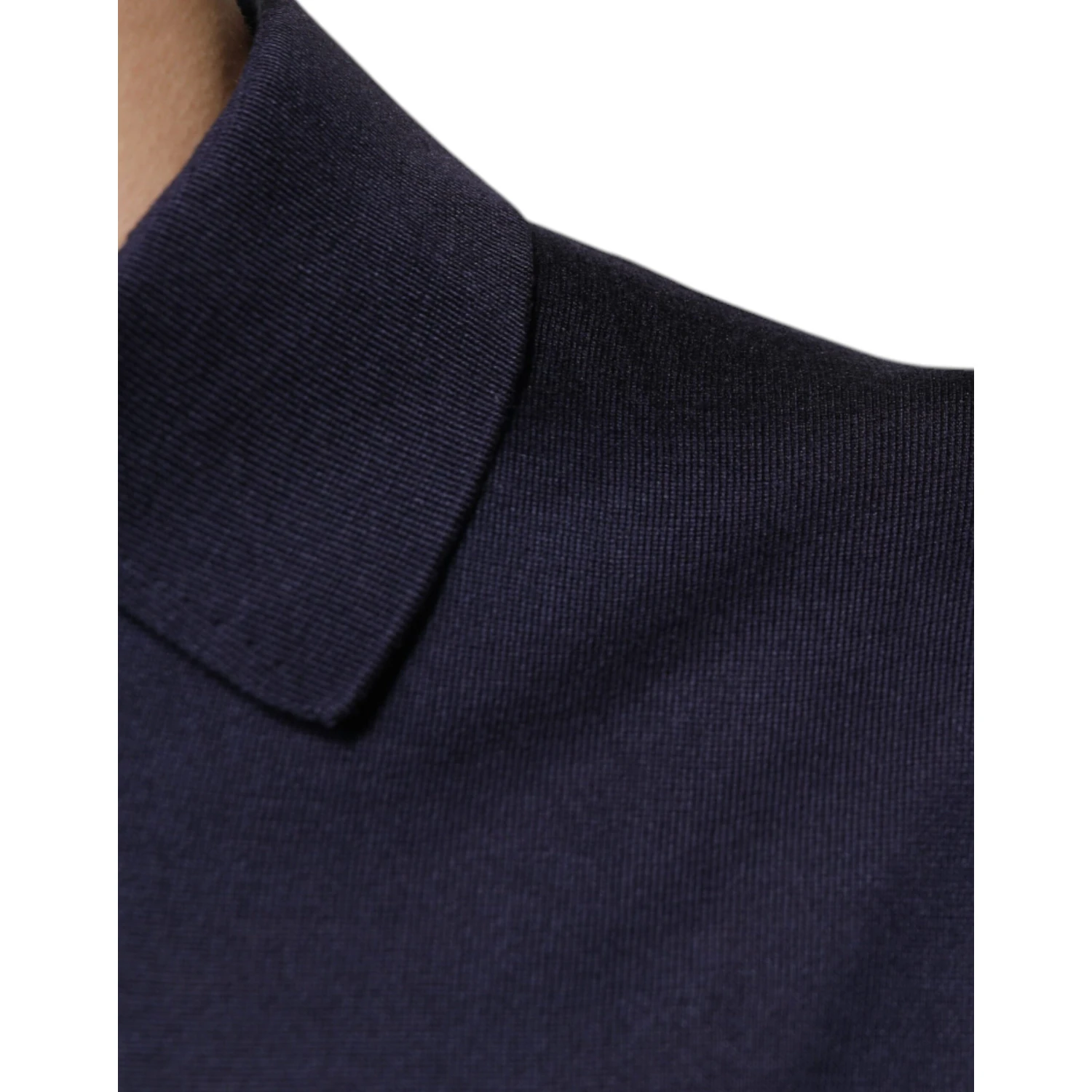 Blue Silk Collared Short Sleeves Polo T-shirt