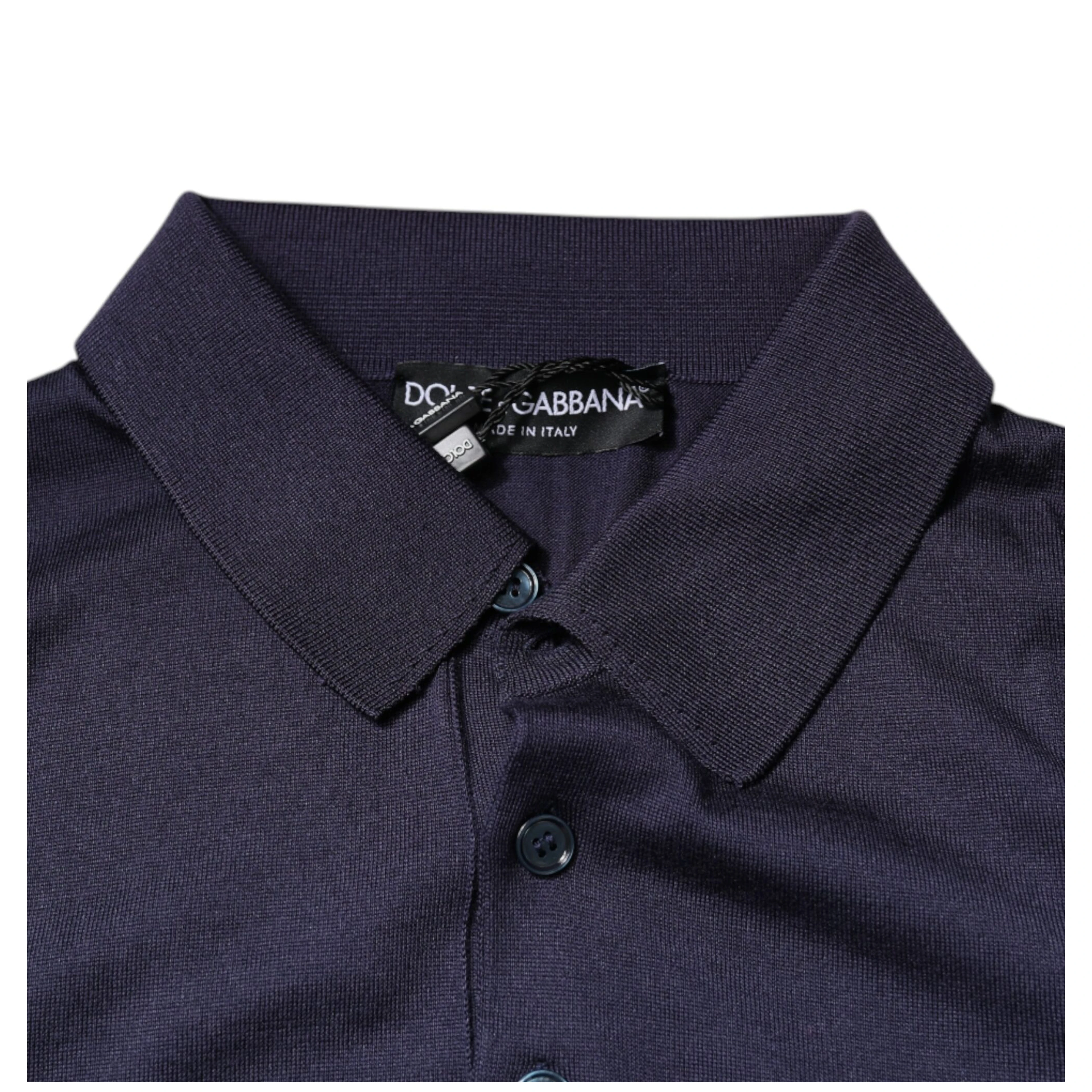 Blue Silk Collared Short Sleeves Polo T-shirt