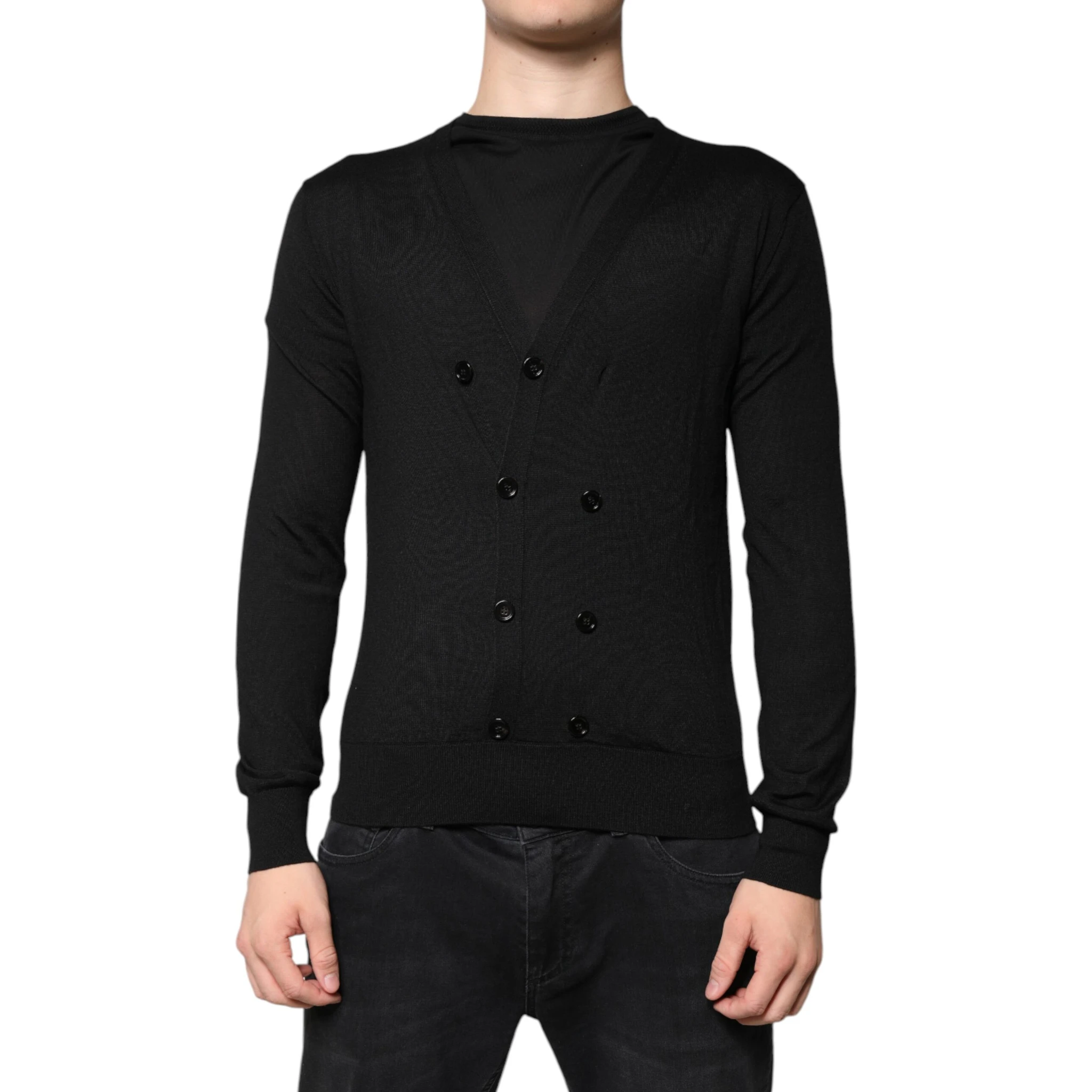 Black Cashmere Button Down Cardigan Sweater