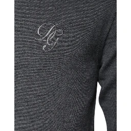Gray Wool Logo Turtleneck Pullover Sweater