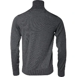 Gray Wool Logo Turtleneck Pullover Sweater