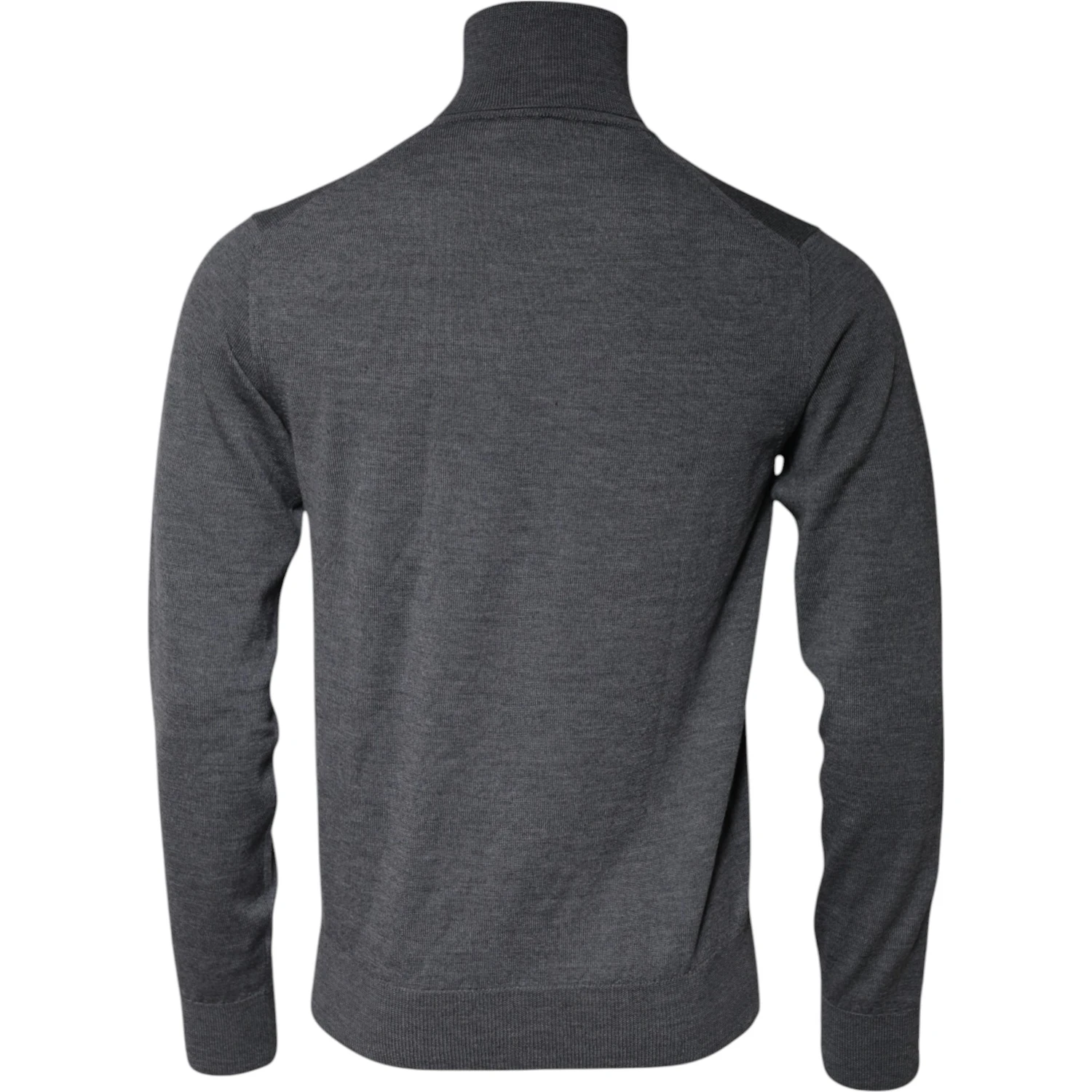 Gray Wool Logo Turtleneck Pullover Sweater