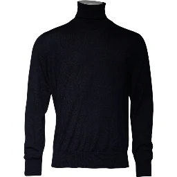 Blue Cashmere Turtleneck Pullover Sweater