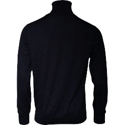 Blue Cashmere Turtleneck Pullover Sweater