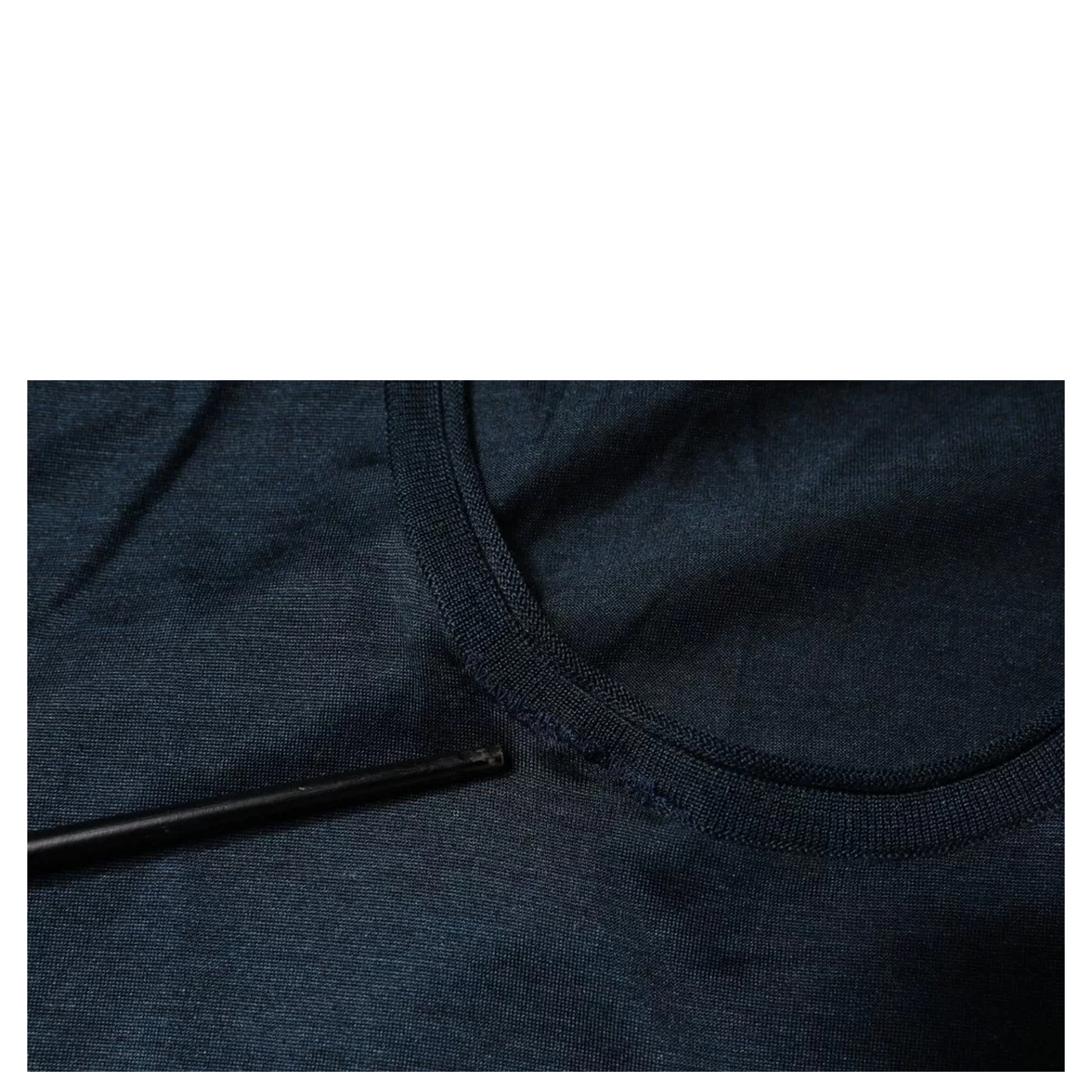 Dark Blue Silk Crew Neck Short Sleeve T-shirt