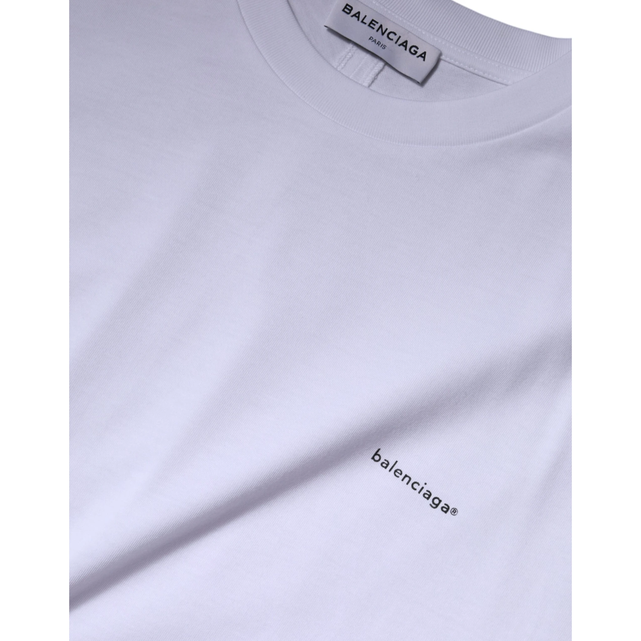 White Logo Cotton Crew Neck Short Sleeves T-shirt