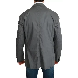 Gray Cotton Single Breasted Formal Blazer