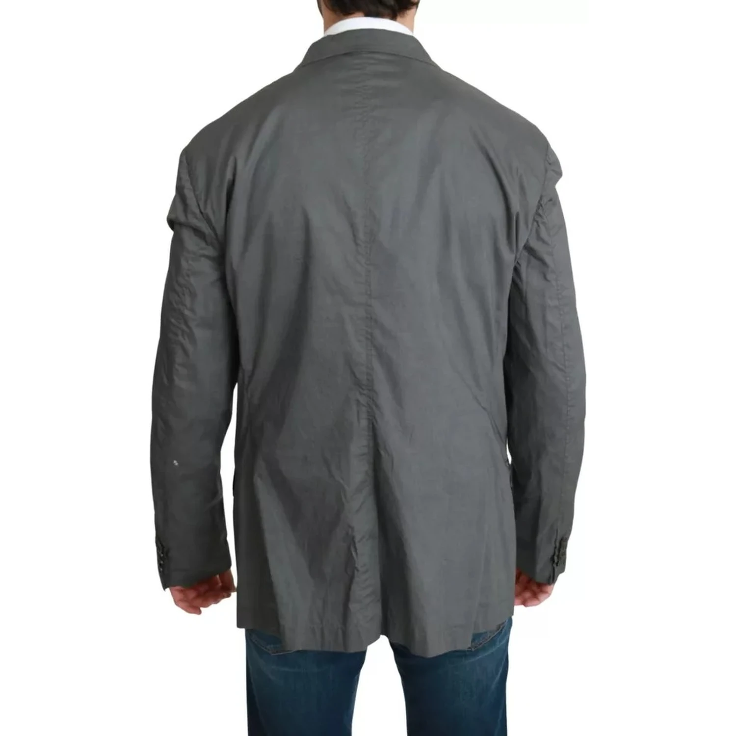 Gray Cotton Single Breasted Formal Blazer