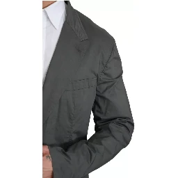 Gray Cotton Single Breasted Formal Blazer
