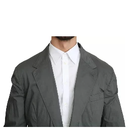 Gray Cotton Single Breasted Formal Blazer