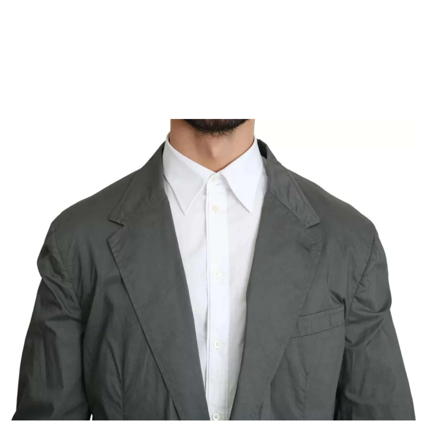 Gray Cotton Single Breasted Formal Blazer