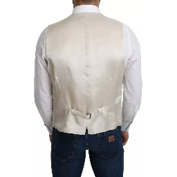 Off-White Cotton Silk Formal Coat Vest
