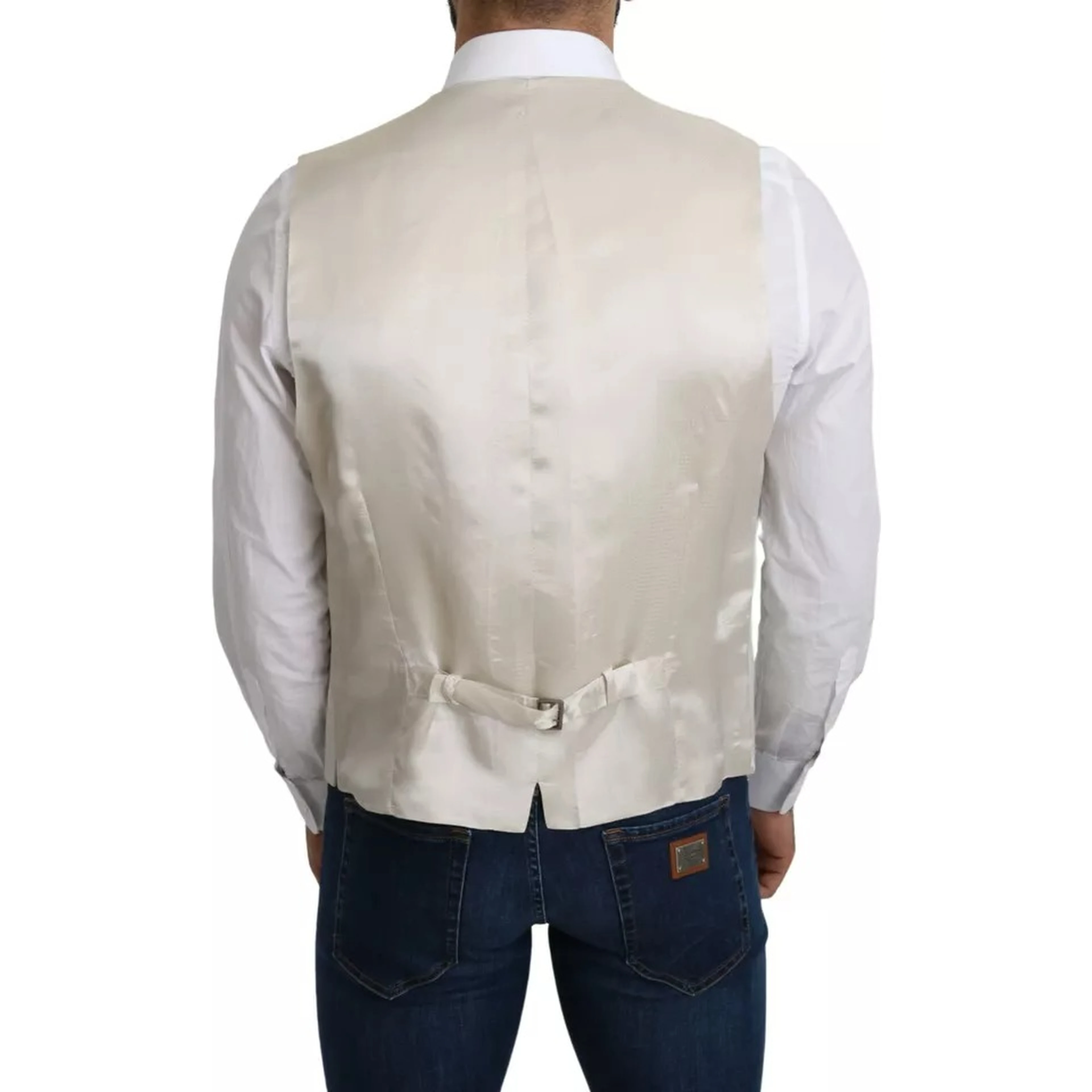 Off-White Cotton Silk Formal Coat Vest