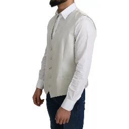 Off-White Cotton Silk Formal Coat Vest