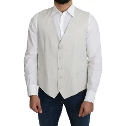 Off-White Cotton Silk Formal Coat Vest