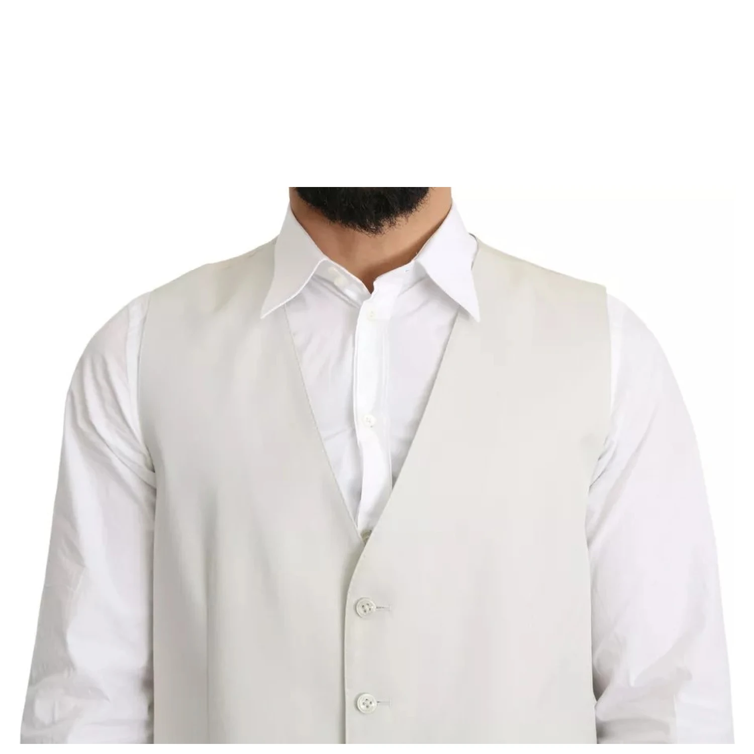 Off-White Cotton Silk Formal Coat Vest