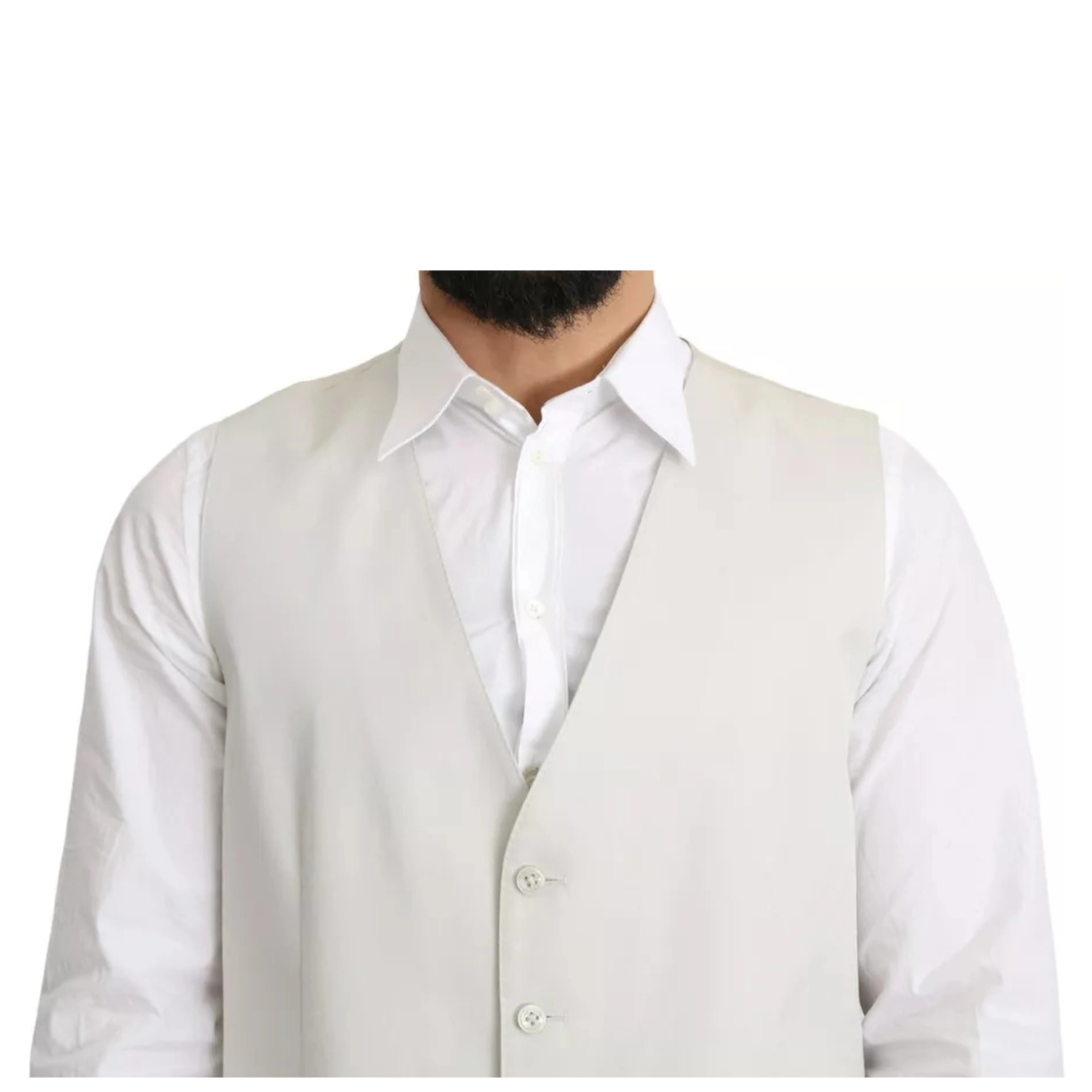 Off-White Cotton Silk Formal Coat Vest