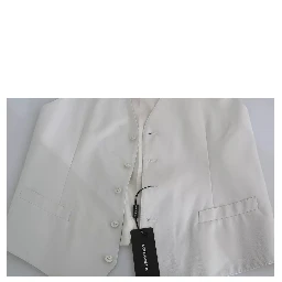 Off-White Cotton Silk Formal Coat Vest