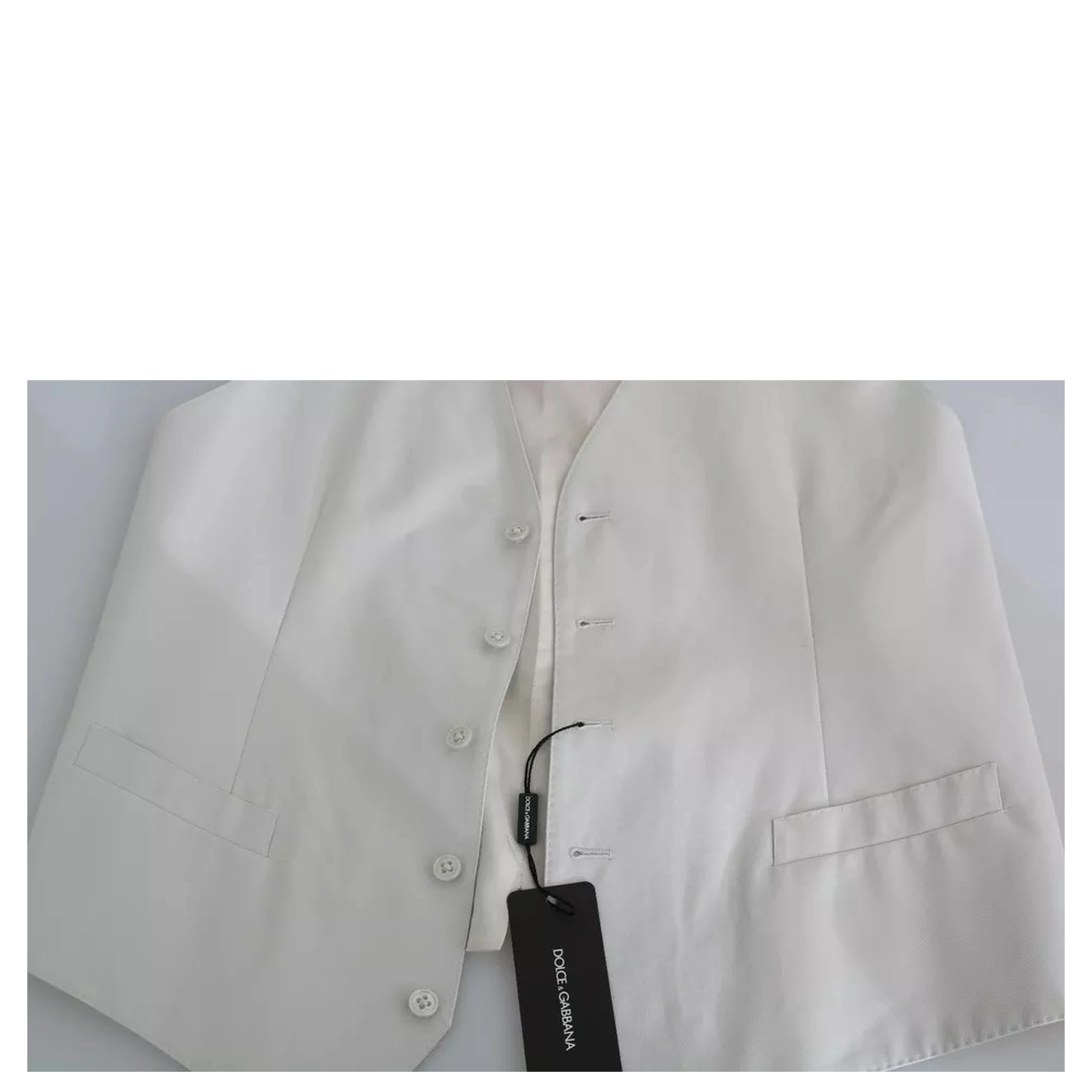 Off-White Cotton Silk Formal Coat Vest