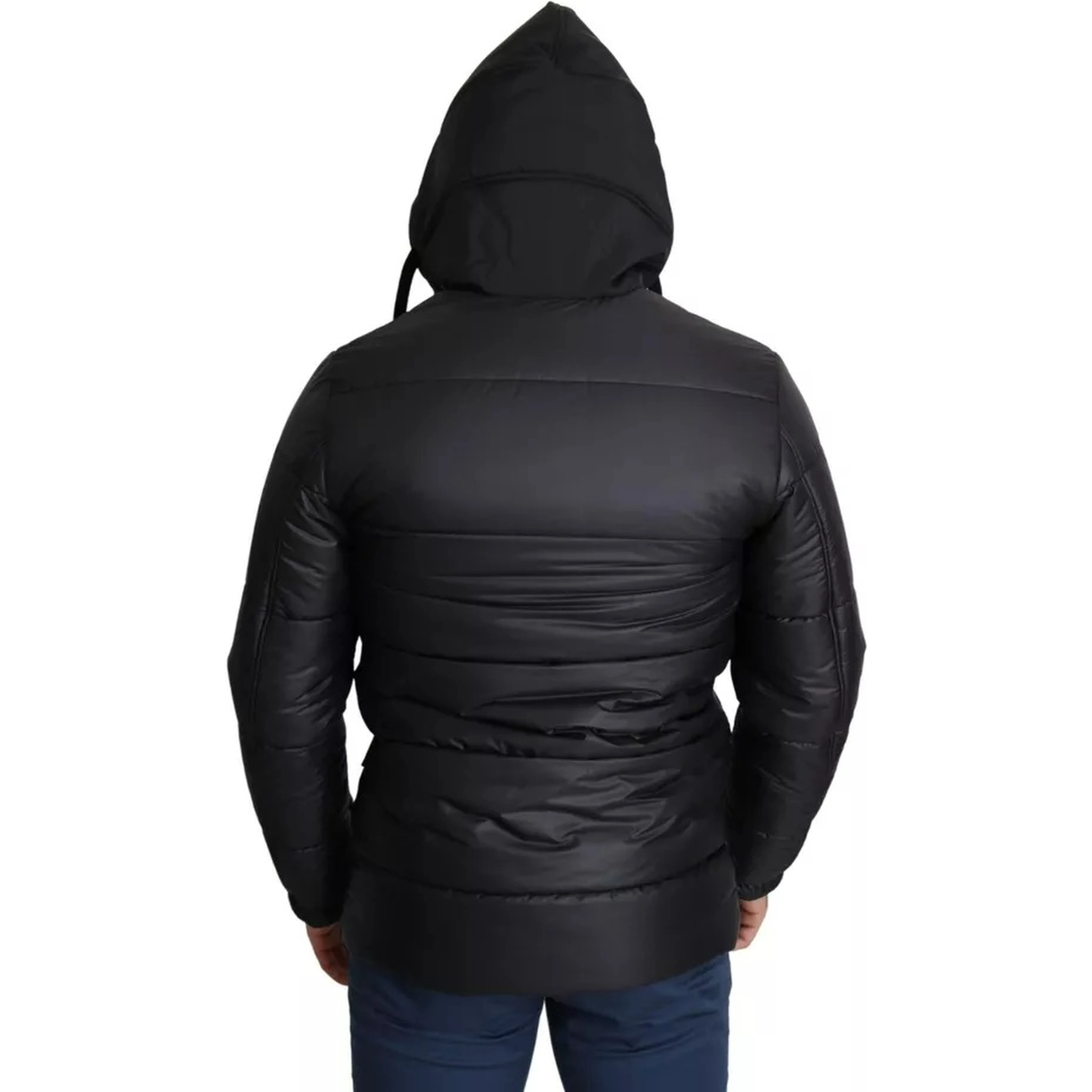 Black Hooded Polyester Men Coat Puffer Jacket