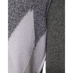Gray Cashmere Argyle Intarsia Knit Crew Neck Sweater