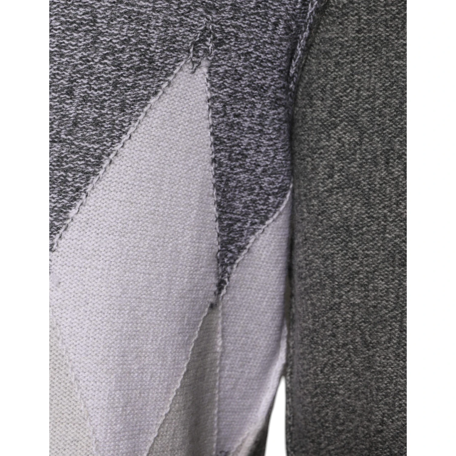 Gray Cashmere Argyle Intarsia Knit Crew Neck Sweater