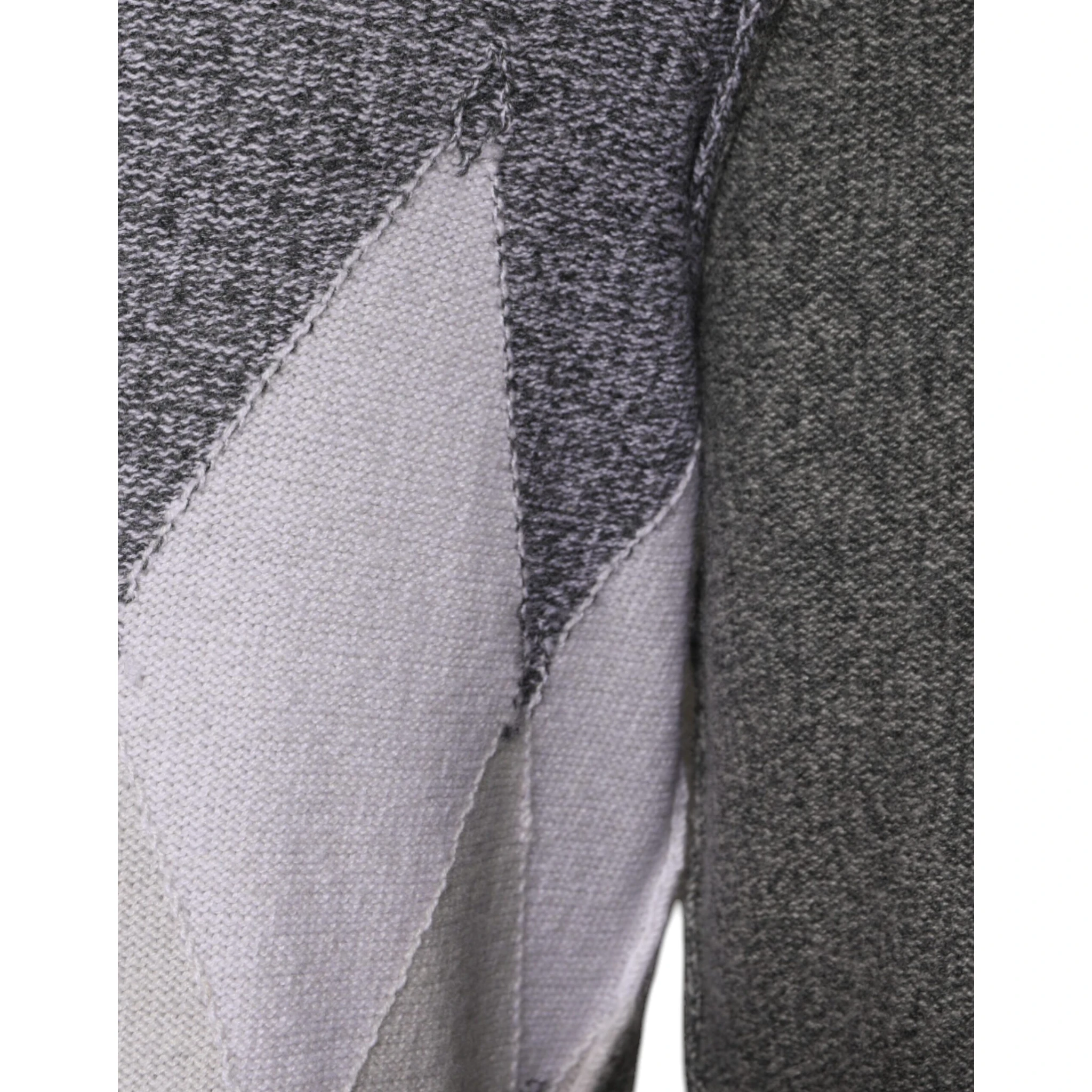Gray Cashmere Argyle Intarsia Knit Crew Neck Sweater