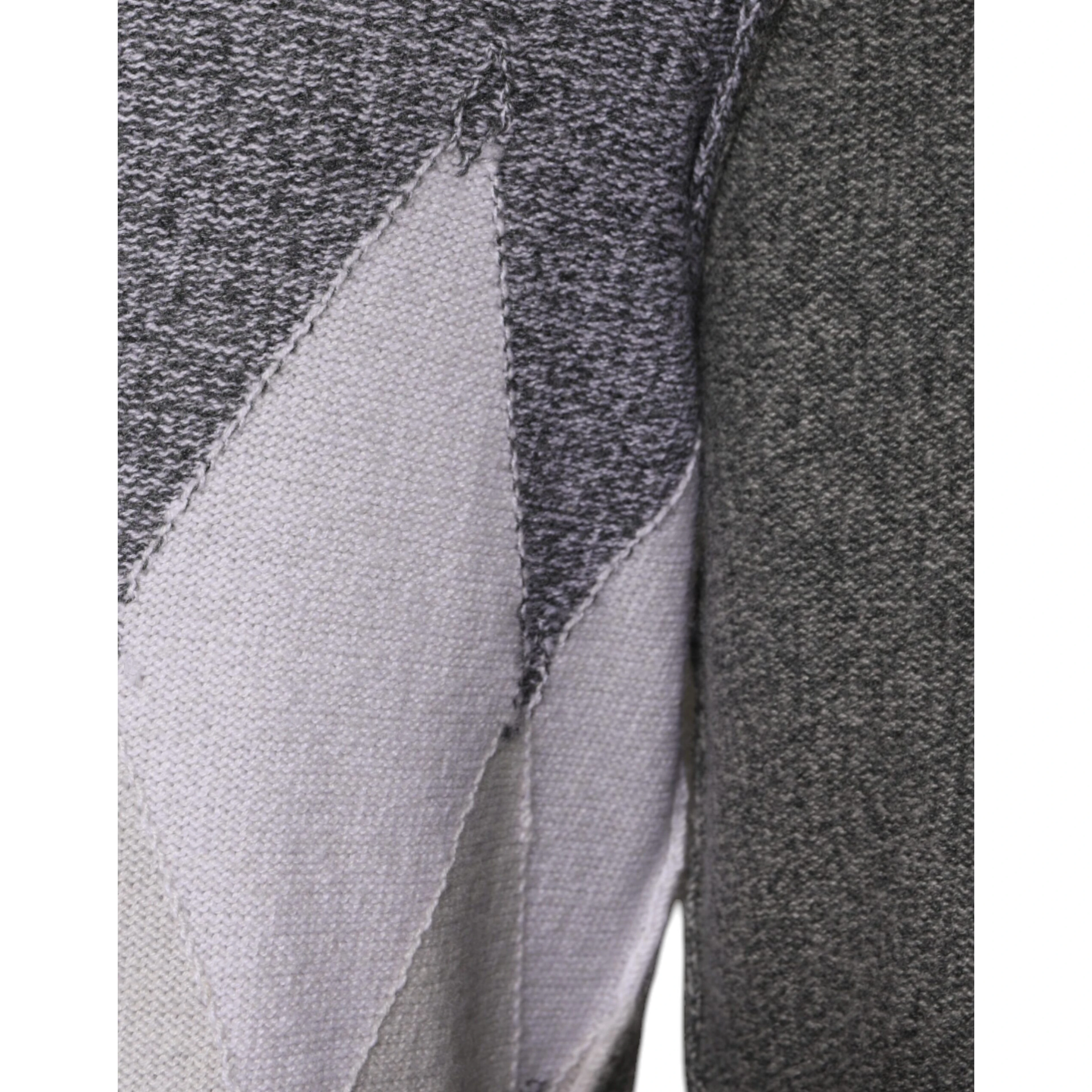 Gray Cashmere Argyle Intarsia Knit Crew Neck Sweater
