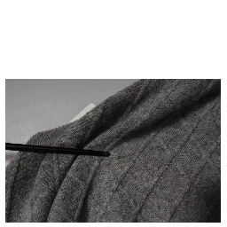 Gray Cashmere Argyle Intarsia Knit Crew Neck Sweater