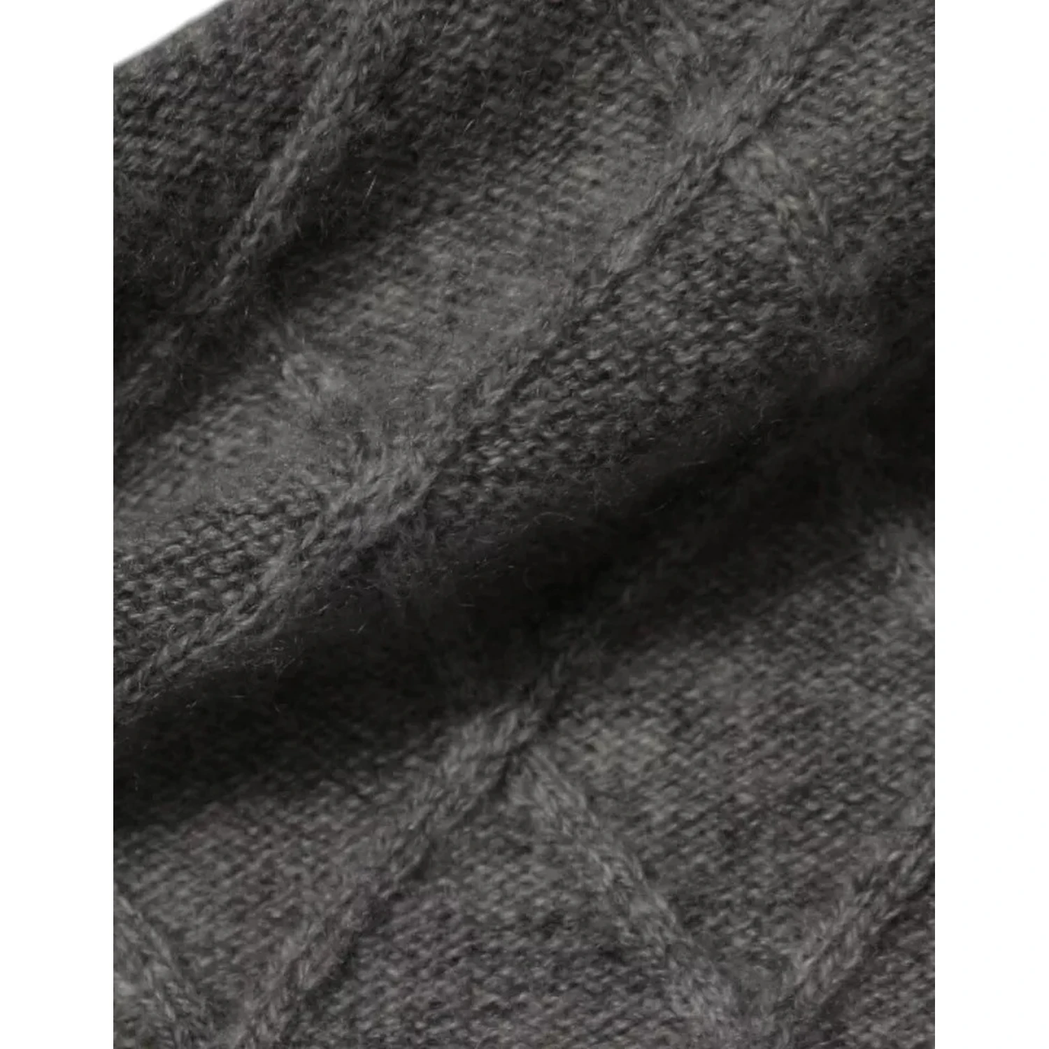 Gray Cashmere Argyle Intarsia Knit Crew Neck Sweater