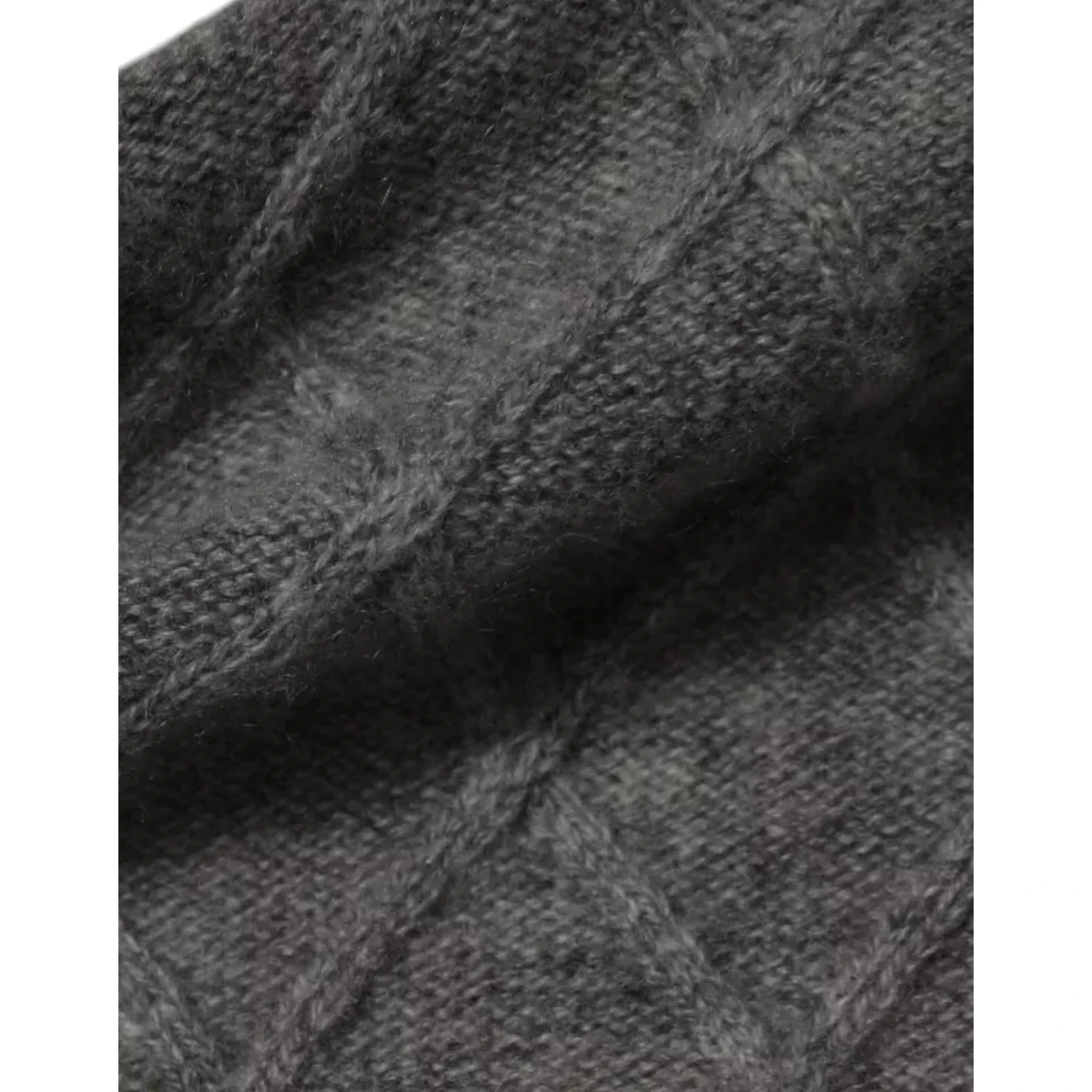 Gray Cashmere Argyle Intarsia Knit Crew Neck Sweater