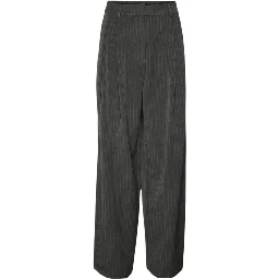 Gray Polyester Casual Pants