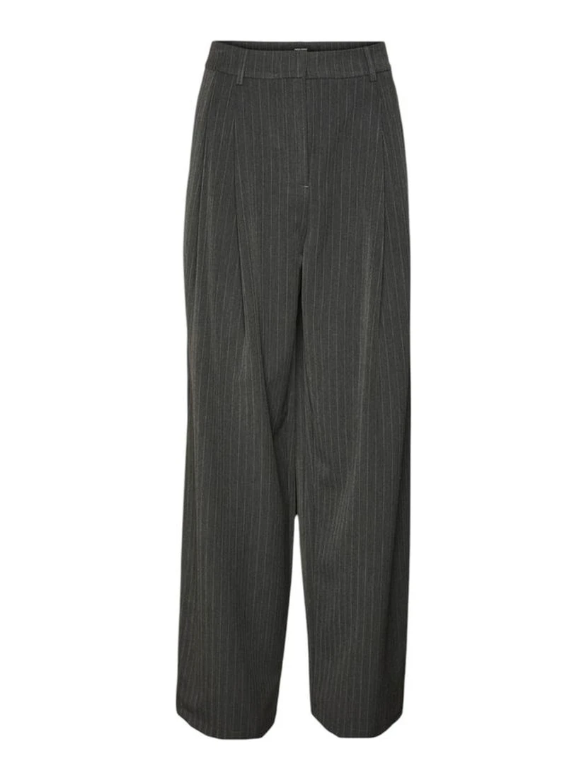 Gray Polyester Casual Pants