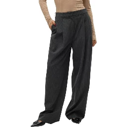 Gray Polyester Casual Pants
